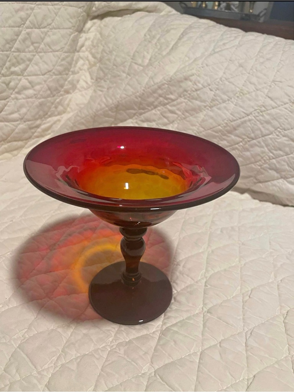Vintage Cambridge Glass Rubina Pedestal Compote Bowl
